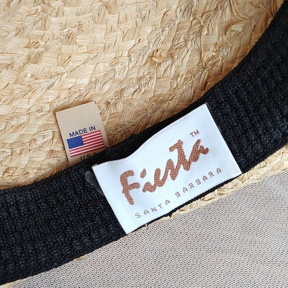 Fiesta Santa Barbara Straw Oversized Wide Brim Black Bow Band Medium 22 1/2" - Picture 4 of 10